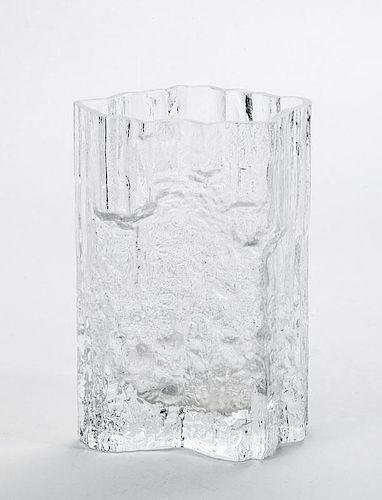 TAPIO WIRKKALA FOR IITTALA, FINLAND, MOLDED GLASS ICE" VASE"