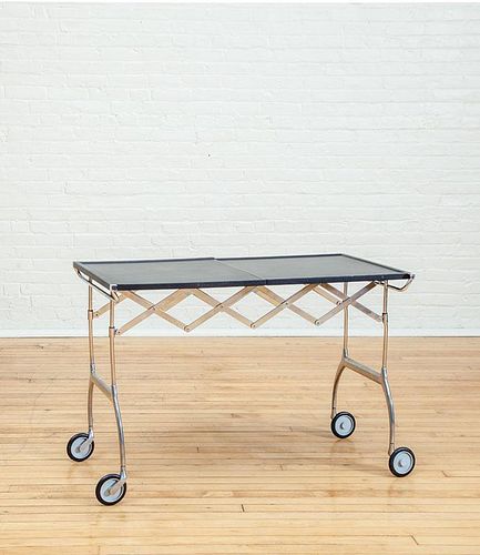 CONTEMPORARY FOLDING METAL AND BLACK-PAINTED COMPOSITION ROLLING TABLE