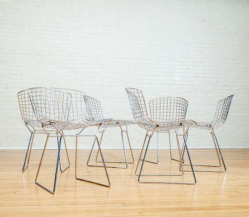 SIX CHROME BERTOIA" SIDE CHAIRS FOR KNOLL"
