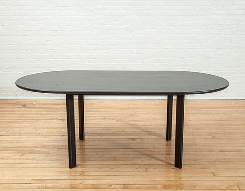 JOE D'URSO FOR KNOLL, BLACK LAMINATE AND PAINTED METAL TABLE