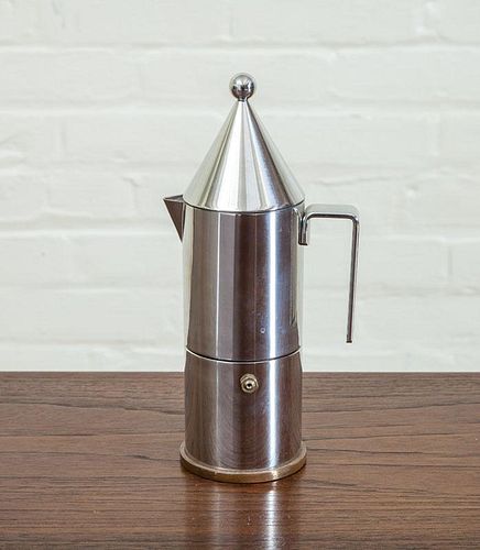 ALDO ROSSE FOR ALLESI STAINLESS STEEL AND COPPER ESPRESSO POT, ITALY