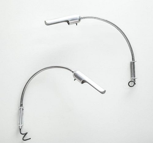PAIR OF CHROME GOOSE NECK WALL-MOUNTED LIGHTS