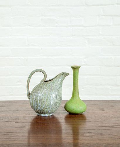 SMALL STUDIO POTTERY PITCHER AND BUD VASE