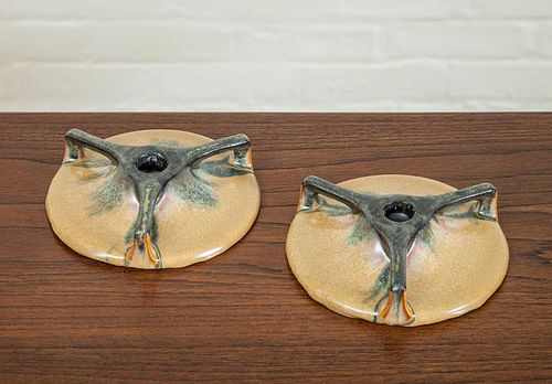 PAIR OF FULPER POTTERY CANDLE HOLDERS