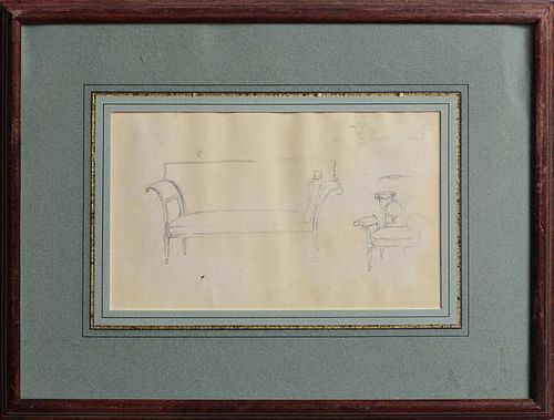 STANFORD WHITE (1853-1906): SKETCHES OF A SOFA AND CHAIR; AND SKETCHES OF A SOFA AND CHAIR
