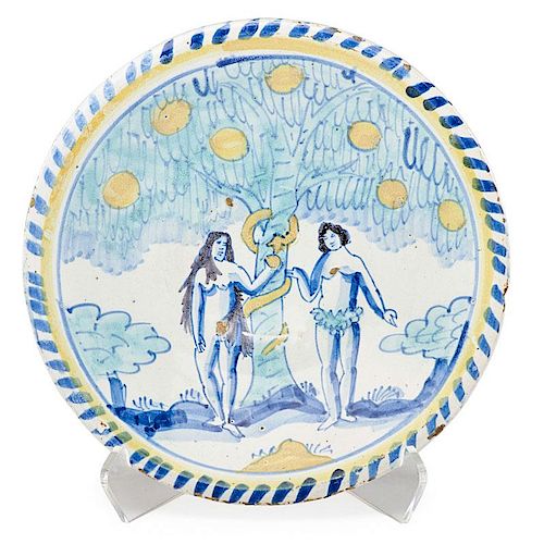 ENGLISH DELFT ADAM AND EVE LOW BOWL