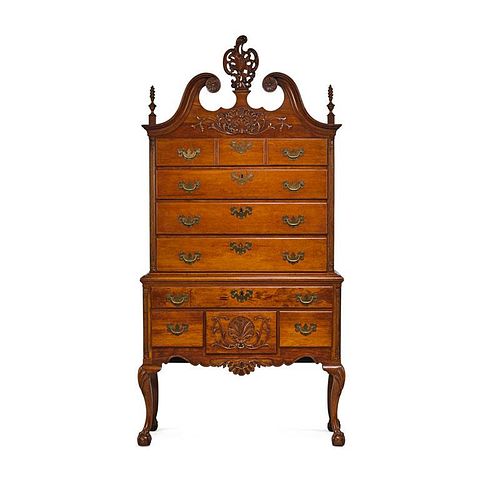 CHIPPENDALE STYLE CHERRY CHEST ON STAND