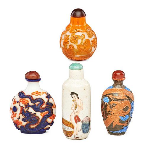 CHINESE GLASS AND PORCELAIN SNUFF BOTTLES