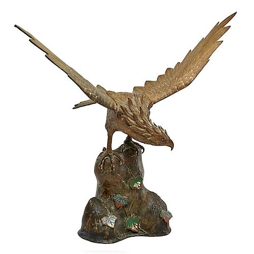 CHINESE BRONZE AND CHAMPLEVÉ HAWK