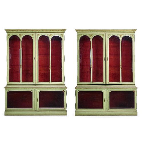 PAIR OF NEOCLASSICAL STYLE PAINTED OAK BOOKCASES