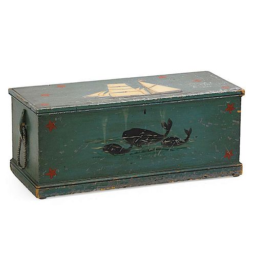 POLYCHROME PAINTED PINE SEA CHEST