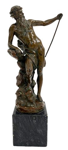 Antique 19th C French Bronze Sculpture of Poseidon