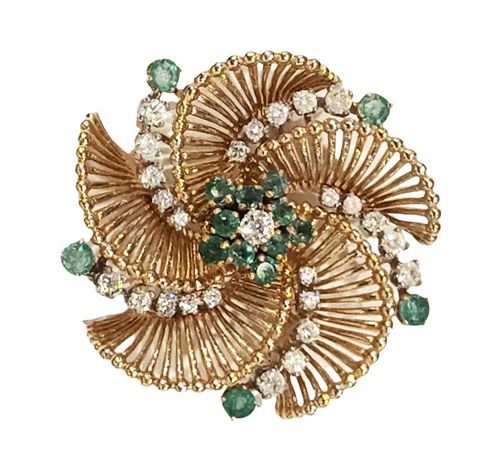 Tiffany & Co. 18K Emerald Diamond Pendant/Brooch