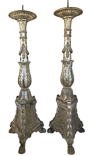 (2) 19th C. French Repousse Chapel Prickets
