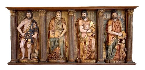 18th C. Spanish Colonial Four Evangelist Carvings