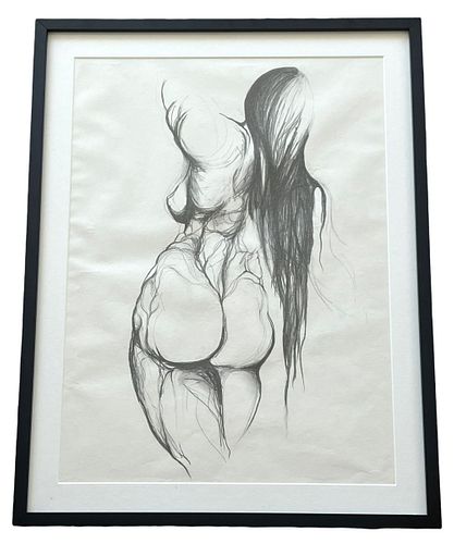 Rene Hugo Pencil/Charcoal Nude Drawing