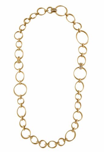 David Yurman 18K Gold & Diamond Link Necklace