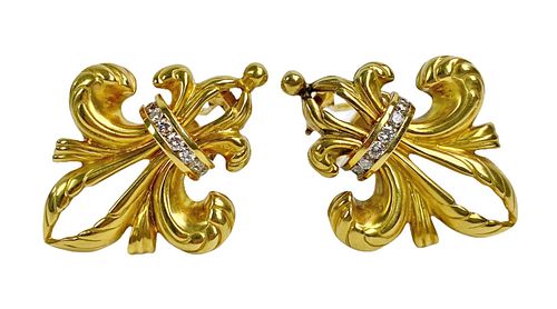 Lagos 18K Gold & Diamond "Fleur-de-lis" Earrings