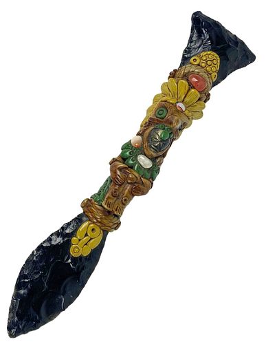 Aztec Obsidian Tecpatl Sacrificial Dagger