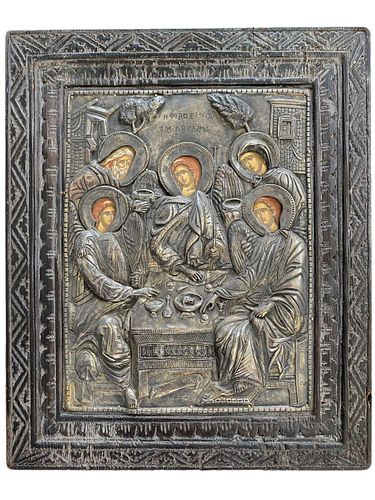 St. Trinity Greek Silver Religious Icon