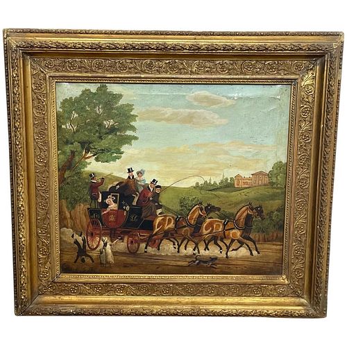 ROYAL MAIL CARRIAGE WITH HORSES OIL PAINTING
