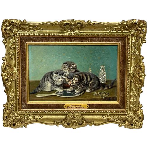 3 KITTENS REFLECTION OIL PAINTING