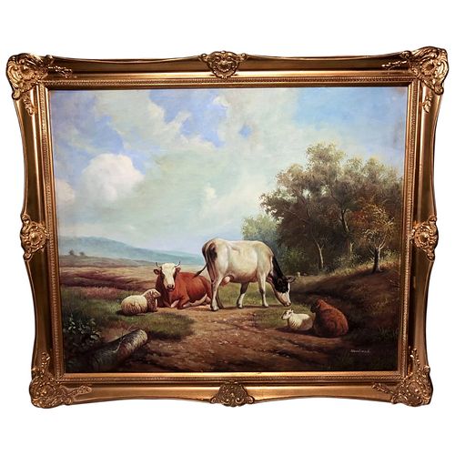 COWS & SHEEP OIL PAINTING