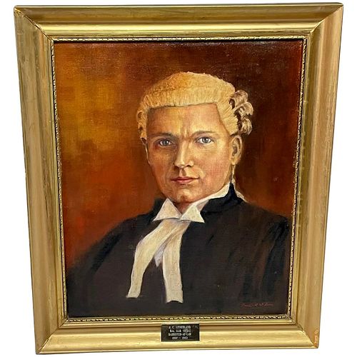 J C LITHERLAND (SYDNEY) BARRISTER AT LAW OIL PAINTING