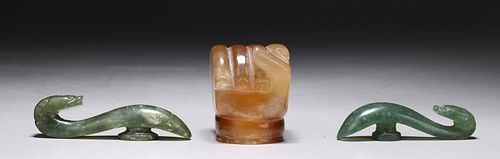 Group of Three Chinese Carved Hardstone