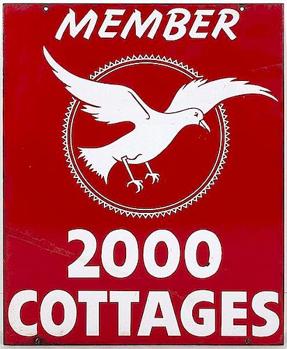 2000 Cottages Porcelain Double-Sided Sign 