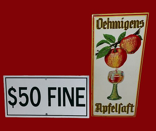 Two Tin and Enamel Vintage Signs German Beer, $50 Fine