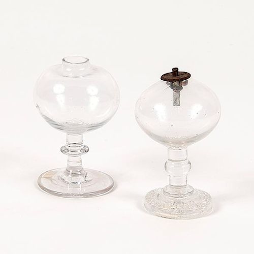 Blown and Pressed Glass Whale Oil Lamps 