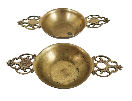 Pair of Brass Double Handled Porringers