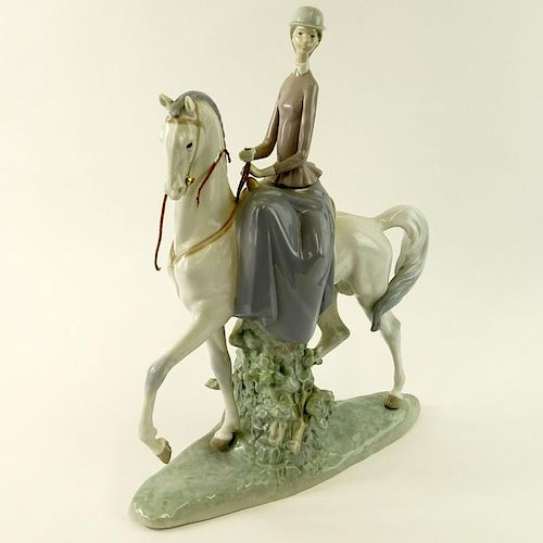 Lladro Porcelain Woman on Horse, Equestrian.