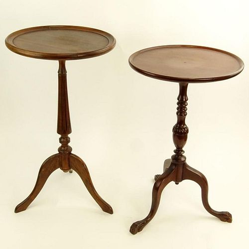 Two (2) Small Early 20th Century Queen Anne style candle stands.