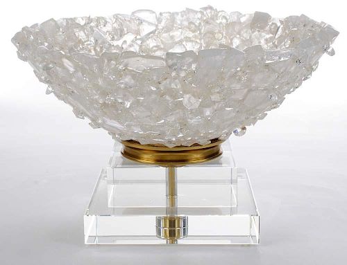 Maitland Smith Faux Rock Crystal Bowl, and a Glass Base