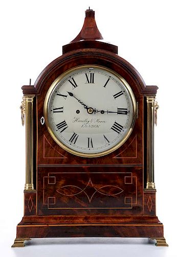 Hanley & Moore London Inlaid Mahogany Bracket Clock