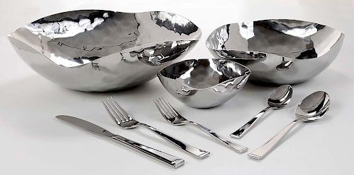 Towle Artic Stainless Flatware and Three Graduate Bowls