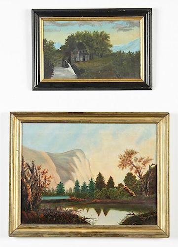 2 Antique American Naive Paintings