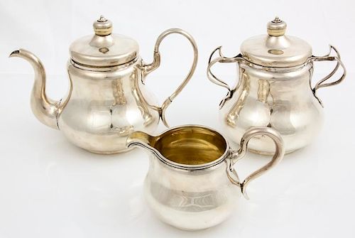 Russian Imperial 3 Pc. Gilt Silver Coffee Set, 1856