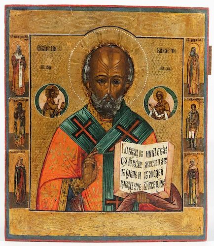 Antique Russian Icon, 19th c., St. Nicholas