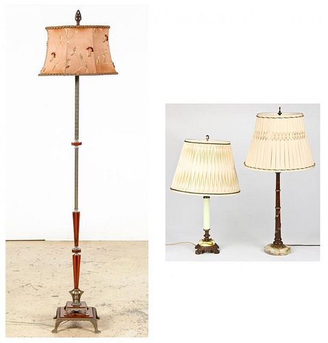 Bakelite Torchiere and 2 column lamps
