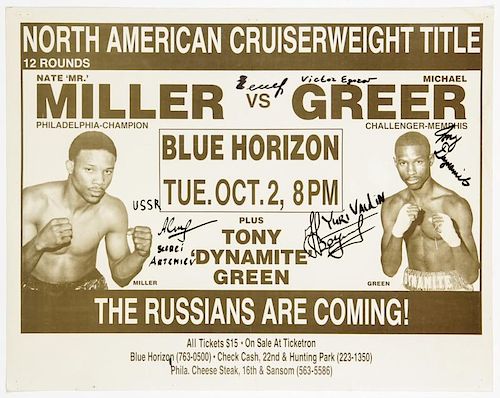 Vintage Russians Signed 1990 Blue Horizon Boxing Poster