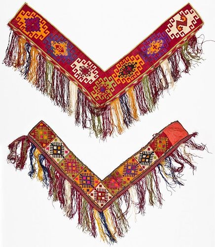 2 Uzbek Silk Cross-Stitch Hangings (Segusha)