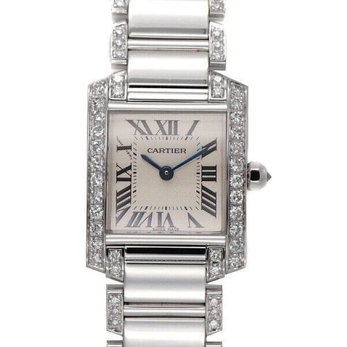 Cartier Tank Francaise SM Genuine Diamond K18WG Quartz Ladies Watch