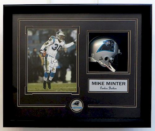 Framed Mike Minter Football Memorabilia