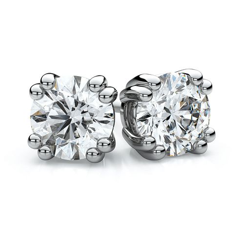 14k White Gold 8-prong Round Brilliant Diamond Stud Earrings (2.09 Ct. T.w., Vs1-vs2 Clarity, H-i Color)