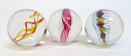 Three Antique Glass Marbles