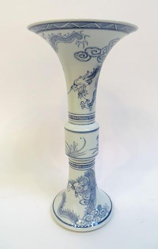 Blue & White Trumpet Vase