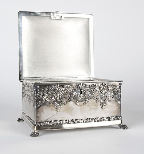 A Victorian silver-plated locking jewelry box
